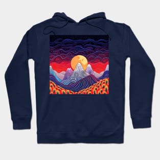 Psychedelic Magical Mountains and Moon Illustration Hoodie